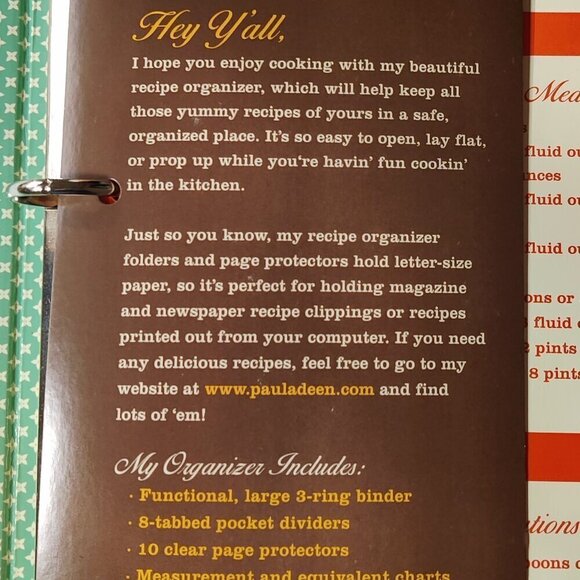 Recipe organizer for family heirloom meals and desserts by Paula Dean. Binder - Picture 8 of 8